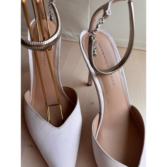 Veronica Beard ivory Lisa Chain Ankle Strap Pointed Toe Pump size 10 - Picture 11 of 11